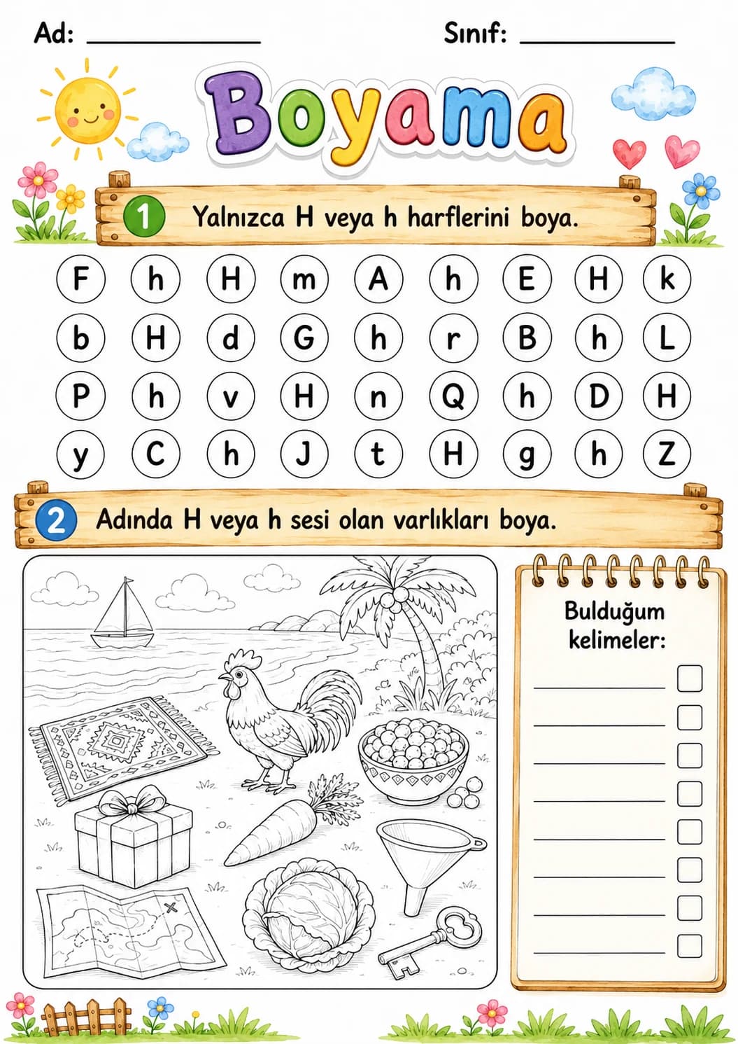 Turkish Letter H Phonics Worksheets Pack page 6 printable worksheet preview