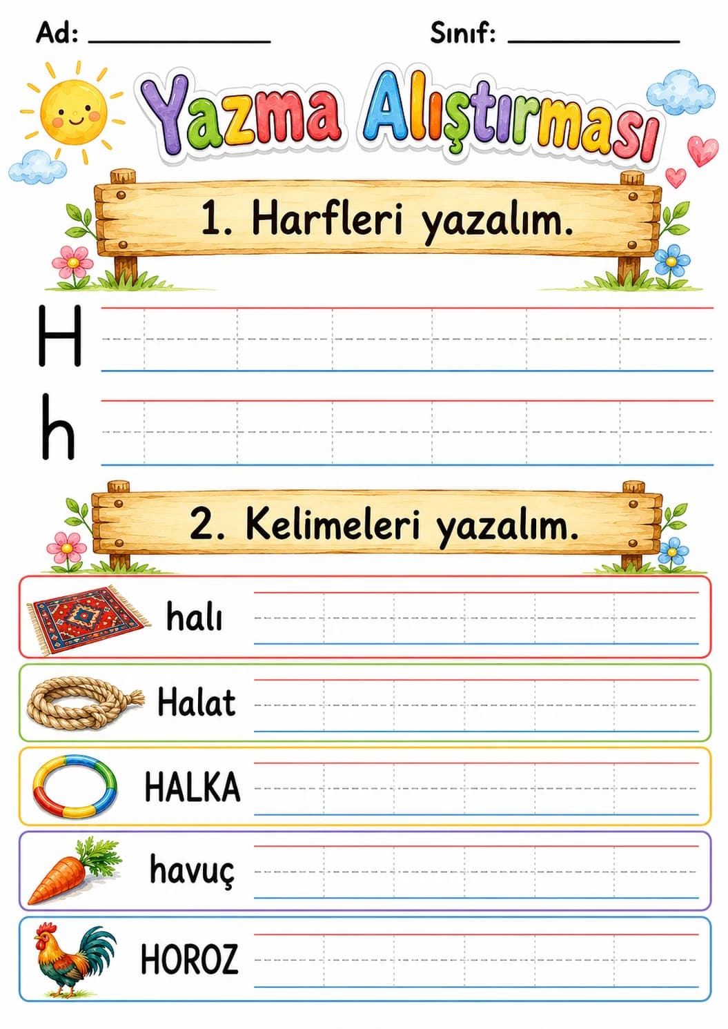 Turkish Letter H Phonics Worksheets Pack page 9 printable worksheet preview