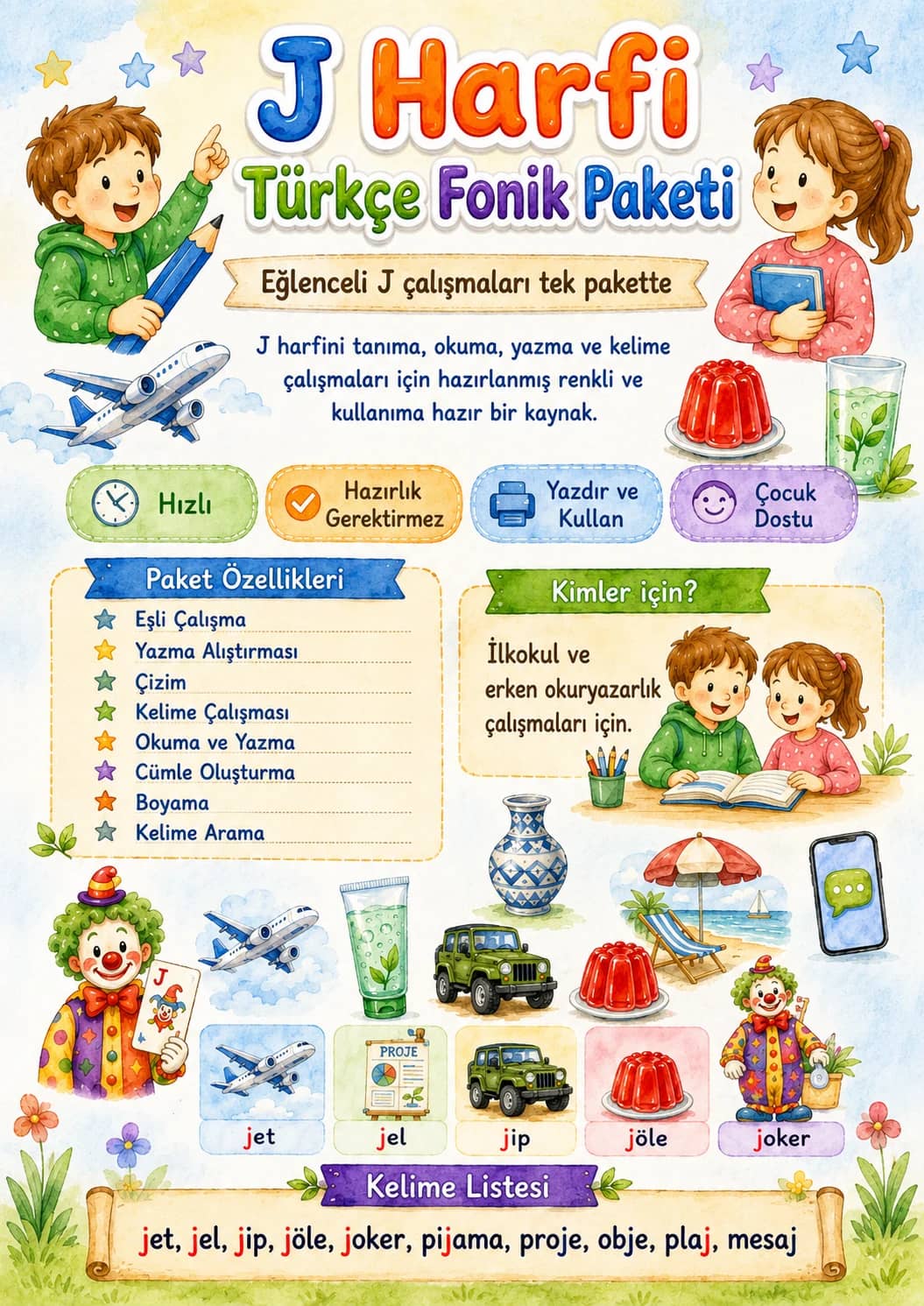Turkish Letter J Phonics Worksheets Pack printable worksheet pack preview from KiwiBee
