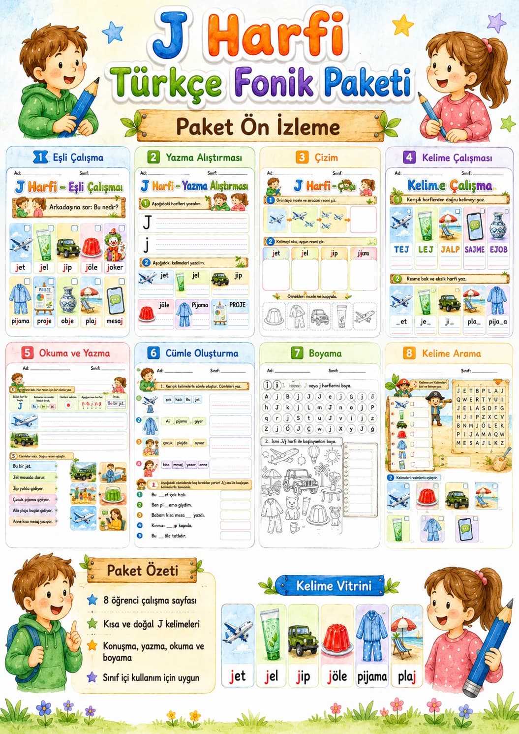 Turkish Letter J Phonics Worksheets Pack page 2 printable worksheet preview