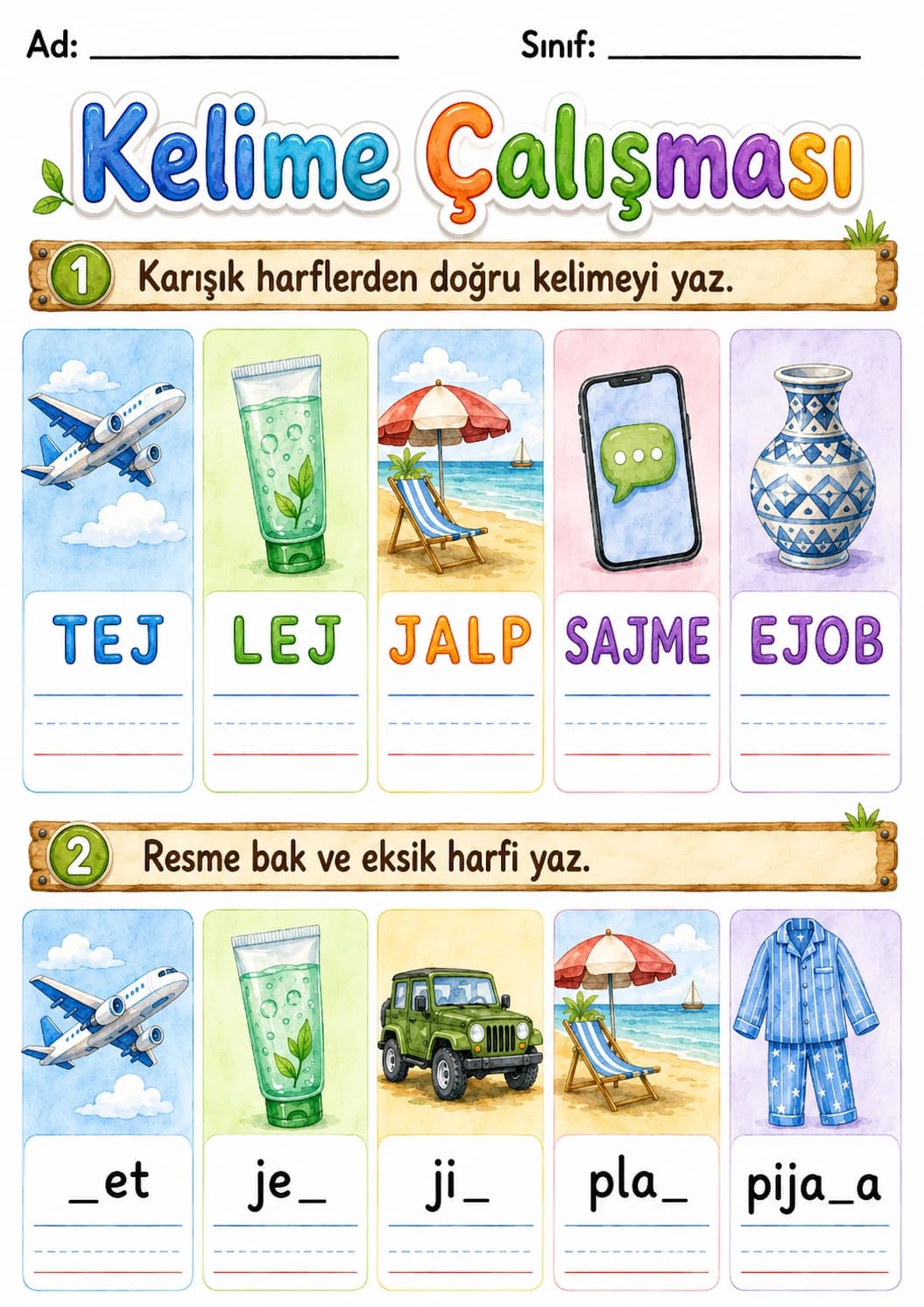 Turkish Letter J Phonics Worksheets Pack page 4 printable worksheet preview
