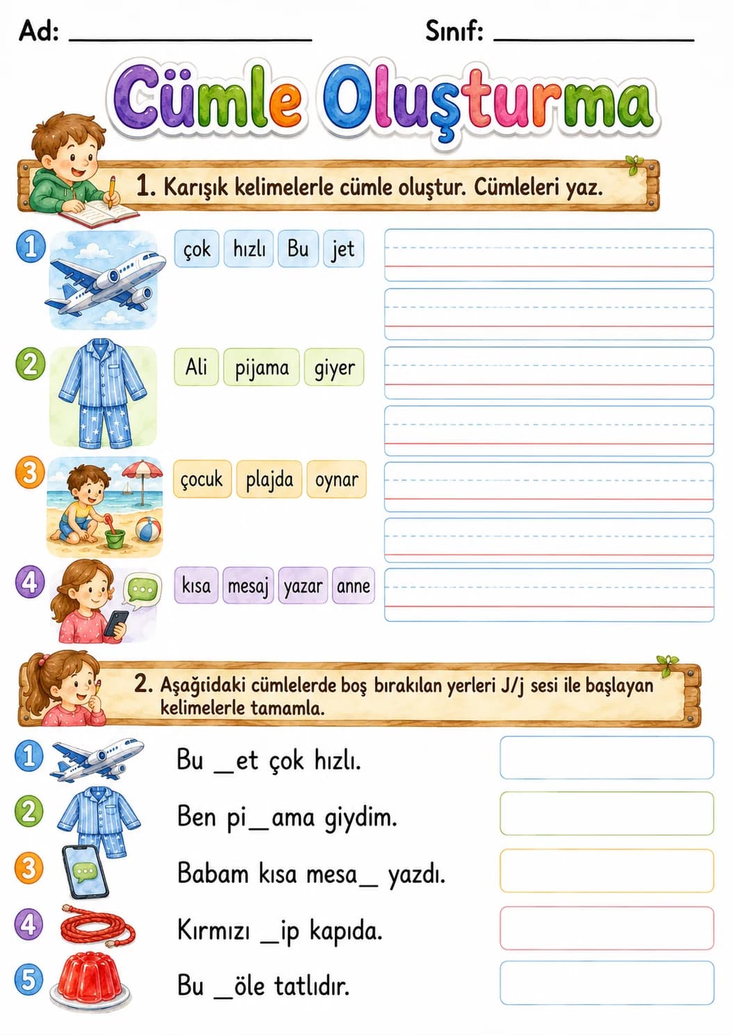 Turkish Letter J Phonics Worksheets Pack page 6 printable worksheet preview