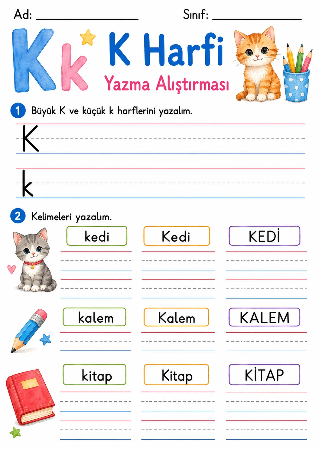 Turkish Letter K Phonics Worksheets Pack page 5 printable worksheet preview