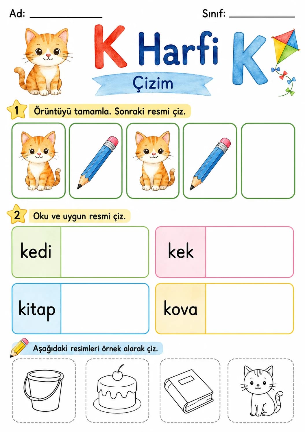 Turkish Letter K Phonics Worksheets Pack page 9 printable worksheet preview