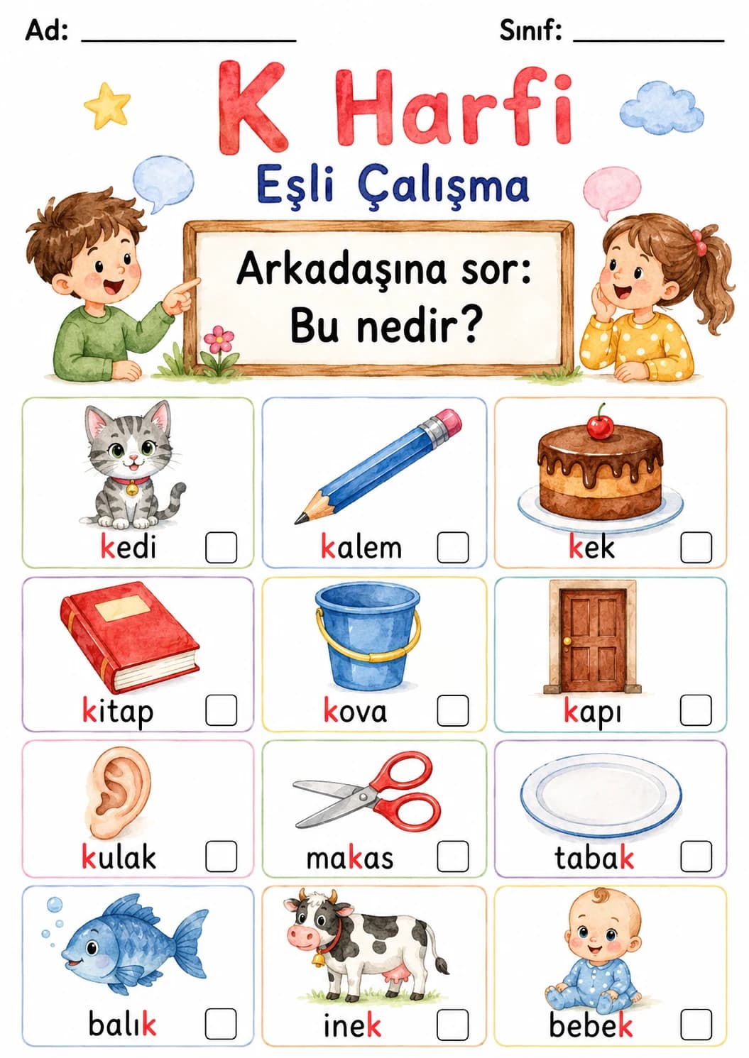 Turkish Letter K Phonics Worksheets Pack page 10 printable worksheet preview