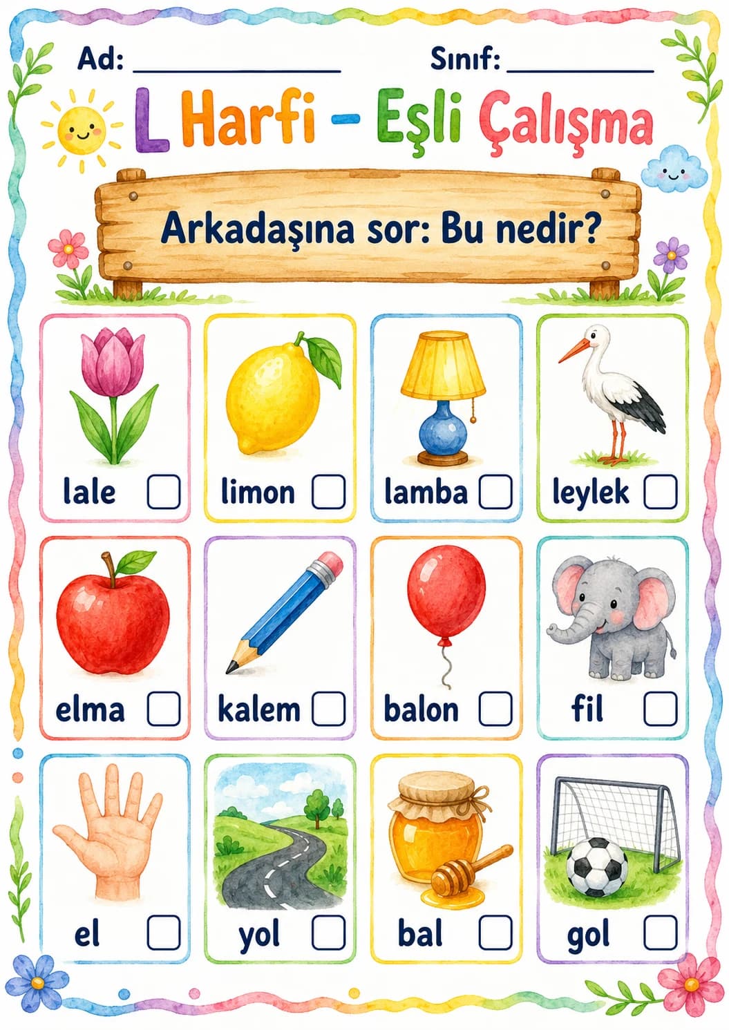 Turkish Letter L Phonics Worksheets Pack page 3 printable worksheet preview