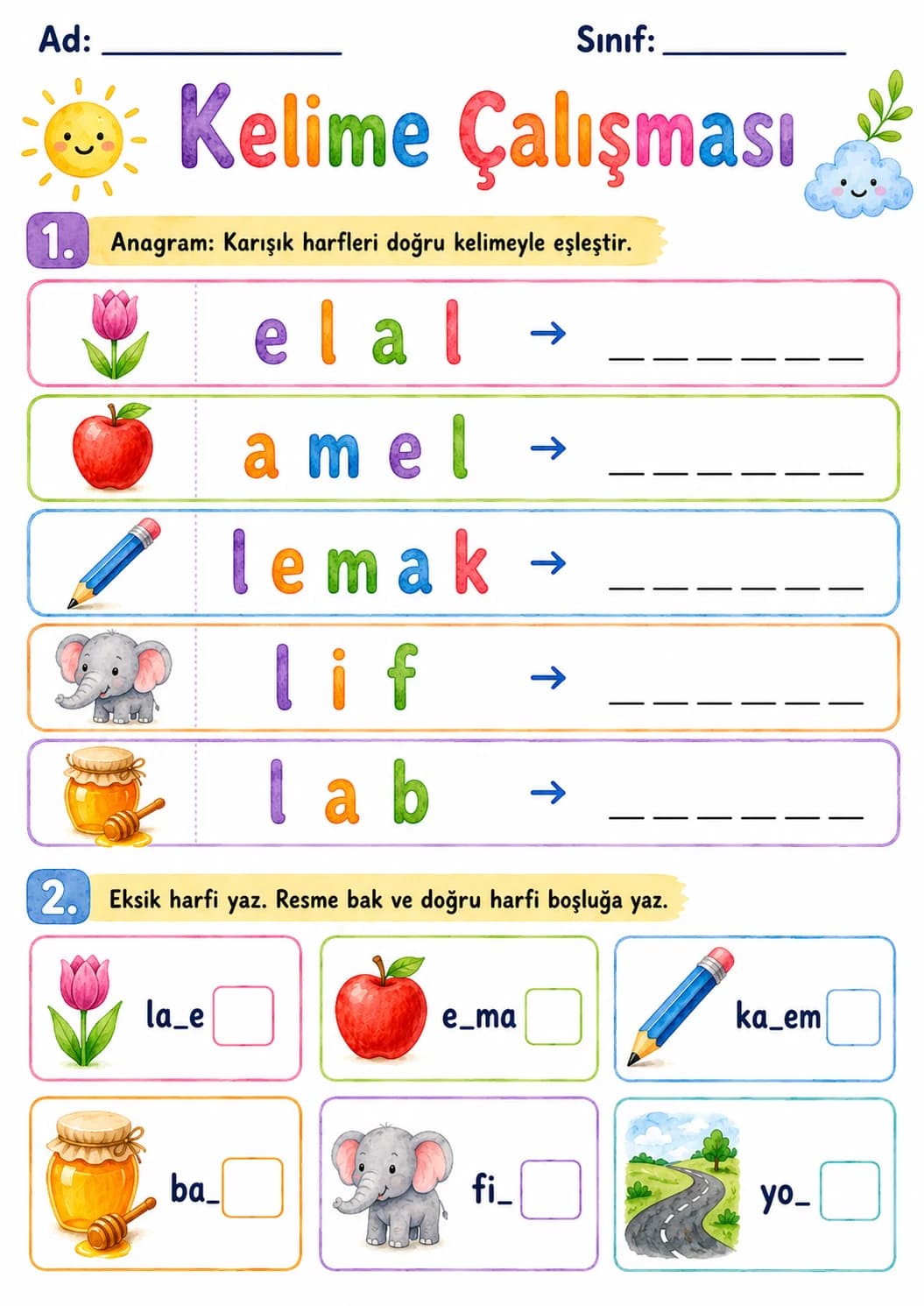 Turkish Letter L Phonics Worksheets Pack page 4 printable worksheet preview