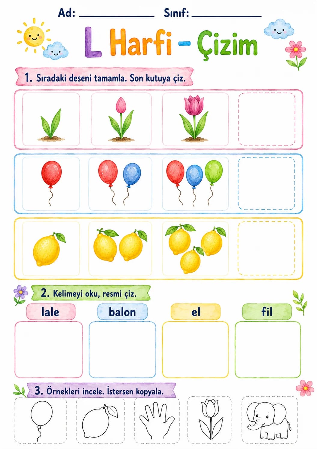 Turkish Letter L Phonics Worksheets Pack page 6 printable worksheet preview