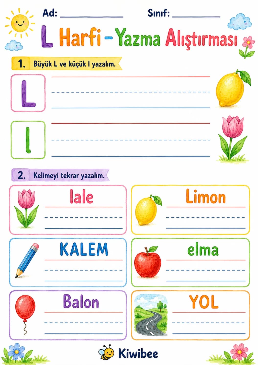 Turkish Letter L Phonics Worksheets Pack page 7 printable worksheet preview