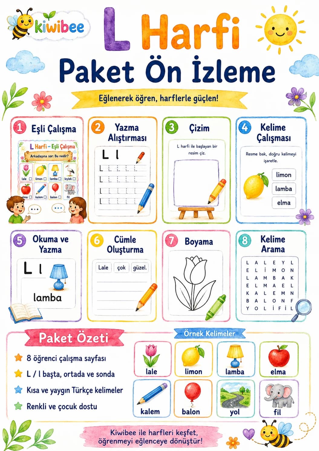 Turkish Letter L Phonics Worksheets Pack page 8 printable worksheet preview