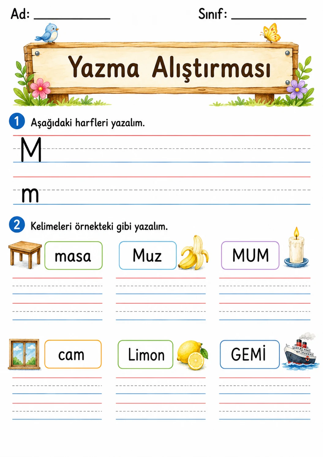 Turkish Letter M Phonics Worksheets Pack page 9 printable worksheet preview