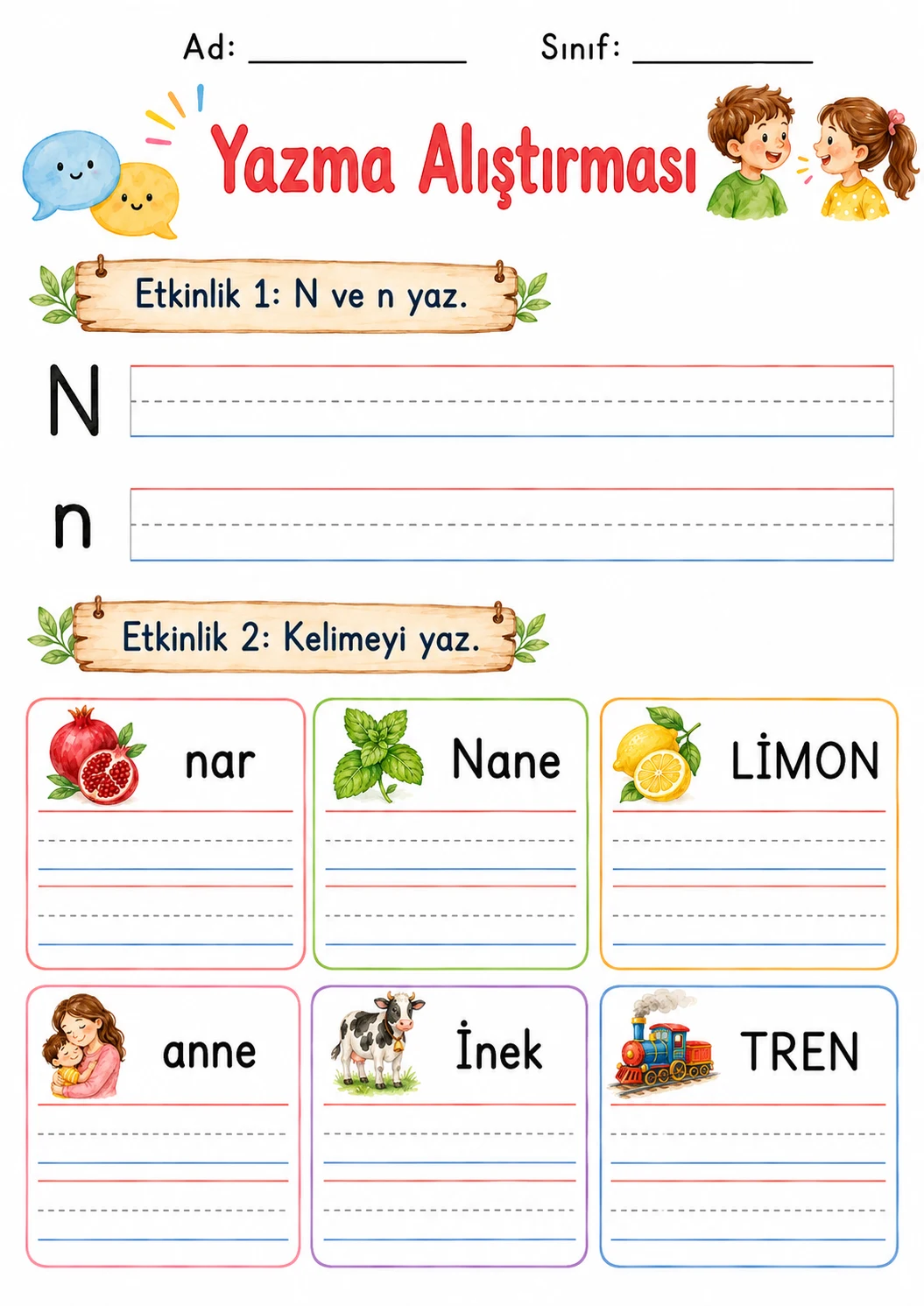 Turkish Letter N Phonics Worksheets Pack page 4 printable worksheet preview