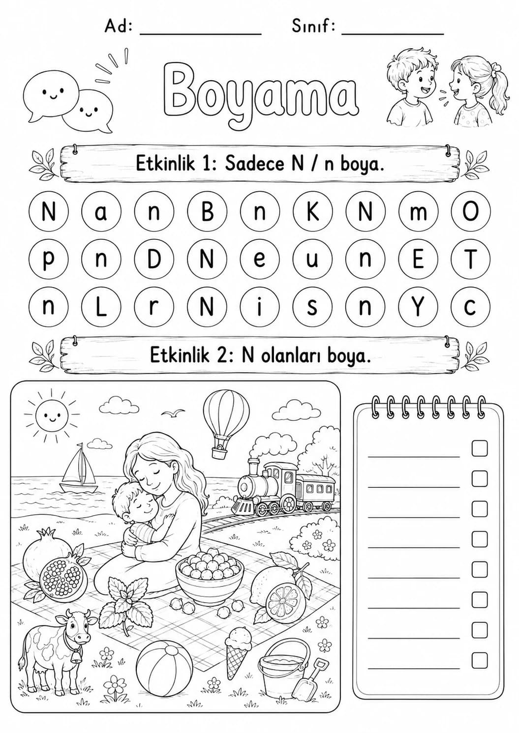 Turkish Letter N Phonics Worksheets Pack page 8 printable worksheet preview