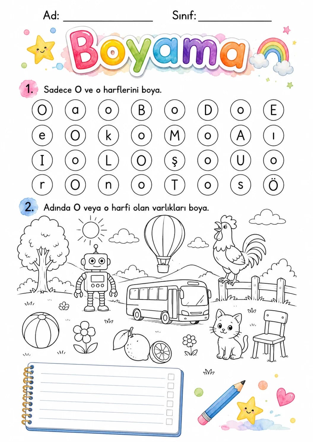 Turkish Letter O Phonics Worksheets Pack page 3 printable worksheet preview