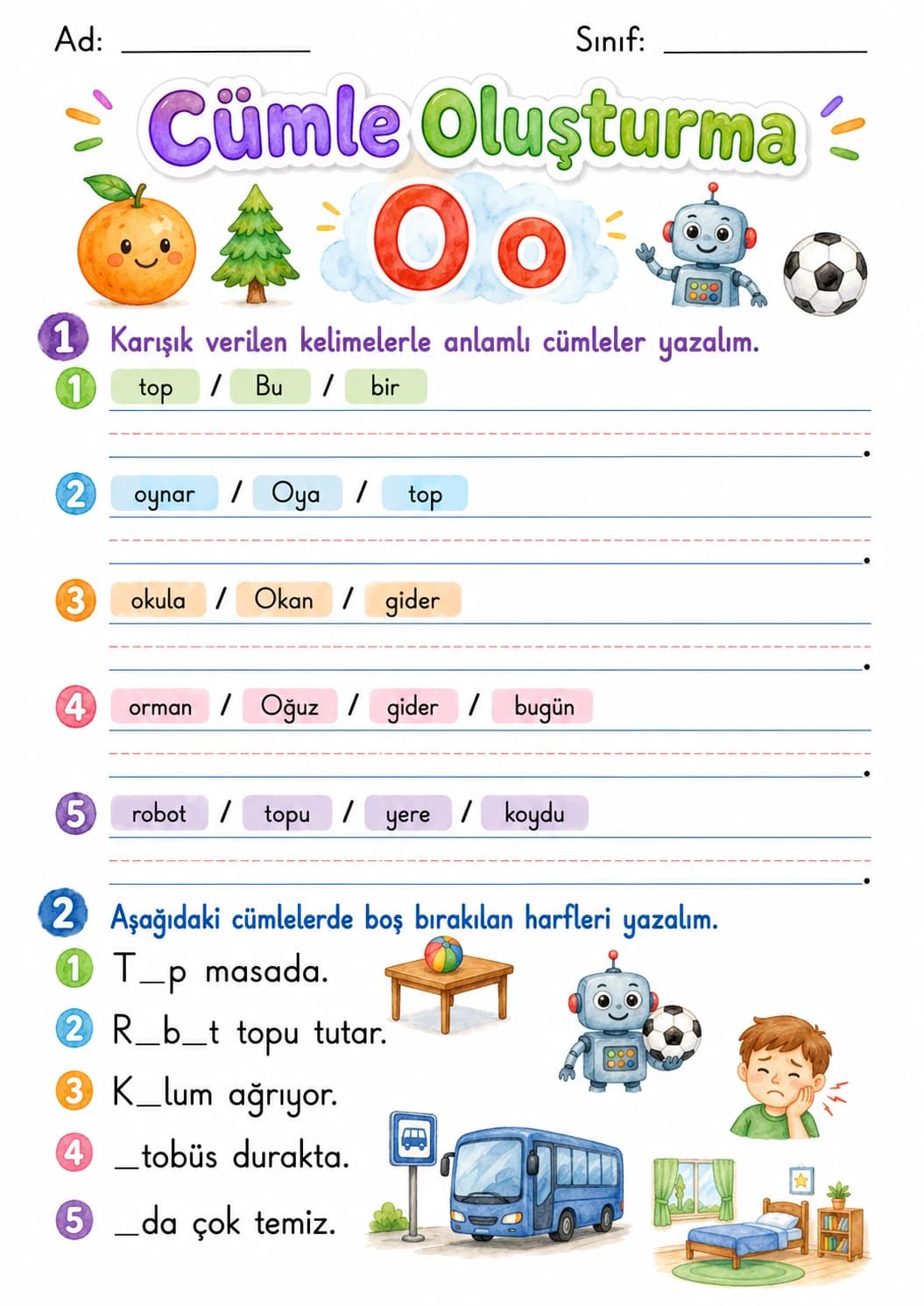 Turkish Letter O Phonics Worksheets Pack page 6 printable worksheet preview
