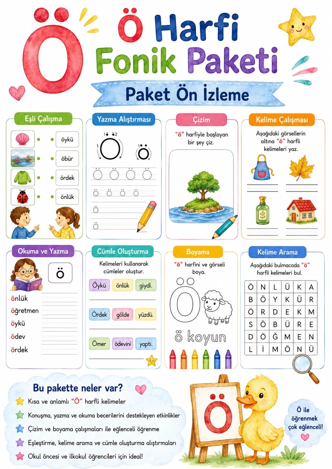Turkish Letter O Umlaut Phonics Worksheets Pack printable worksheet pack preview from KiwiBee