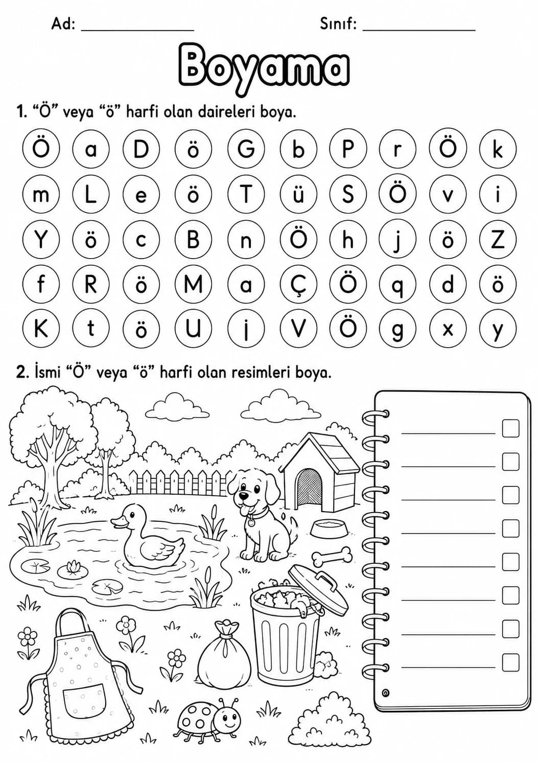 Turkish Letter O Umlaut Phonics Worksheets Pack page 3 printable worksheet preview