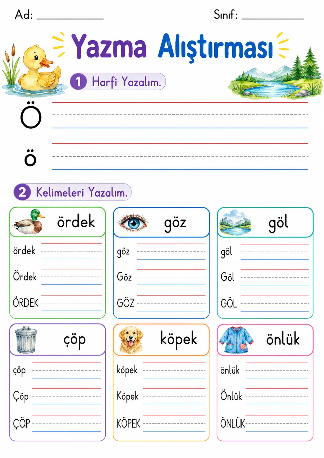 Turkish Letter O Umlaut Phonics Worksheets Pack page 5 printable worksheet preview