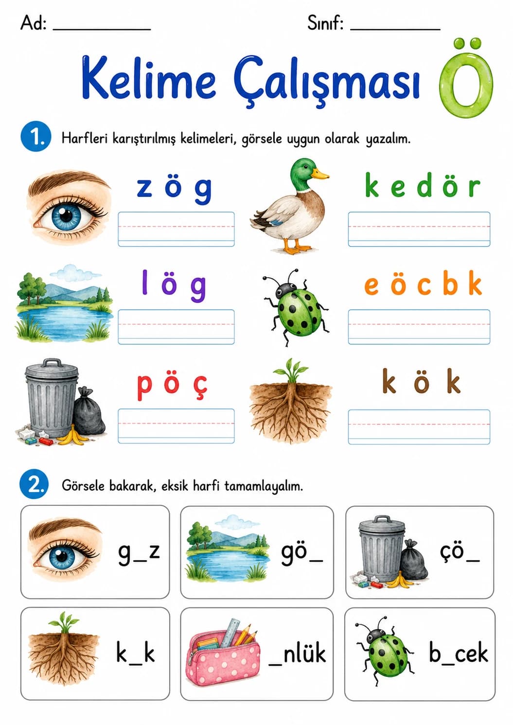 Turkish Letter O Umlaut Phonics Worksheets Pack page 7 printable worksheet preview