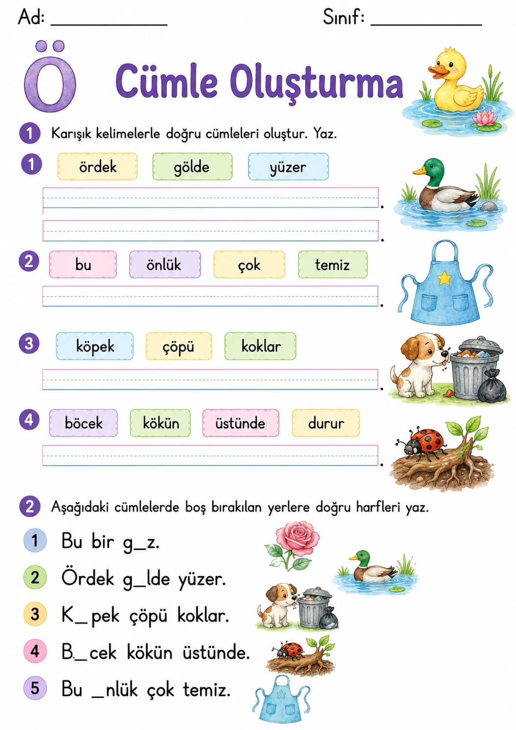 Turkish Letter O Umlaut Phonics Worksheets Pack page 8 printable worksheet preview