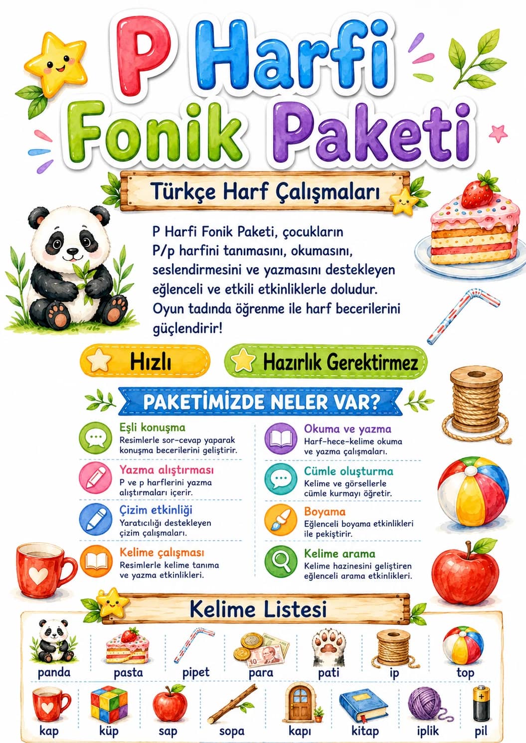 Turkish Letter P Phonics Worksheets Pack printable worksheet pack preview from KiwiBee