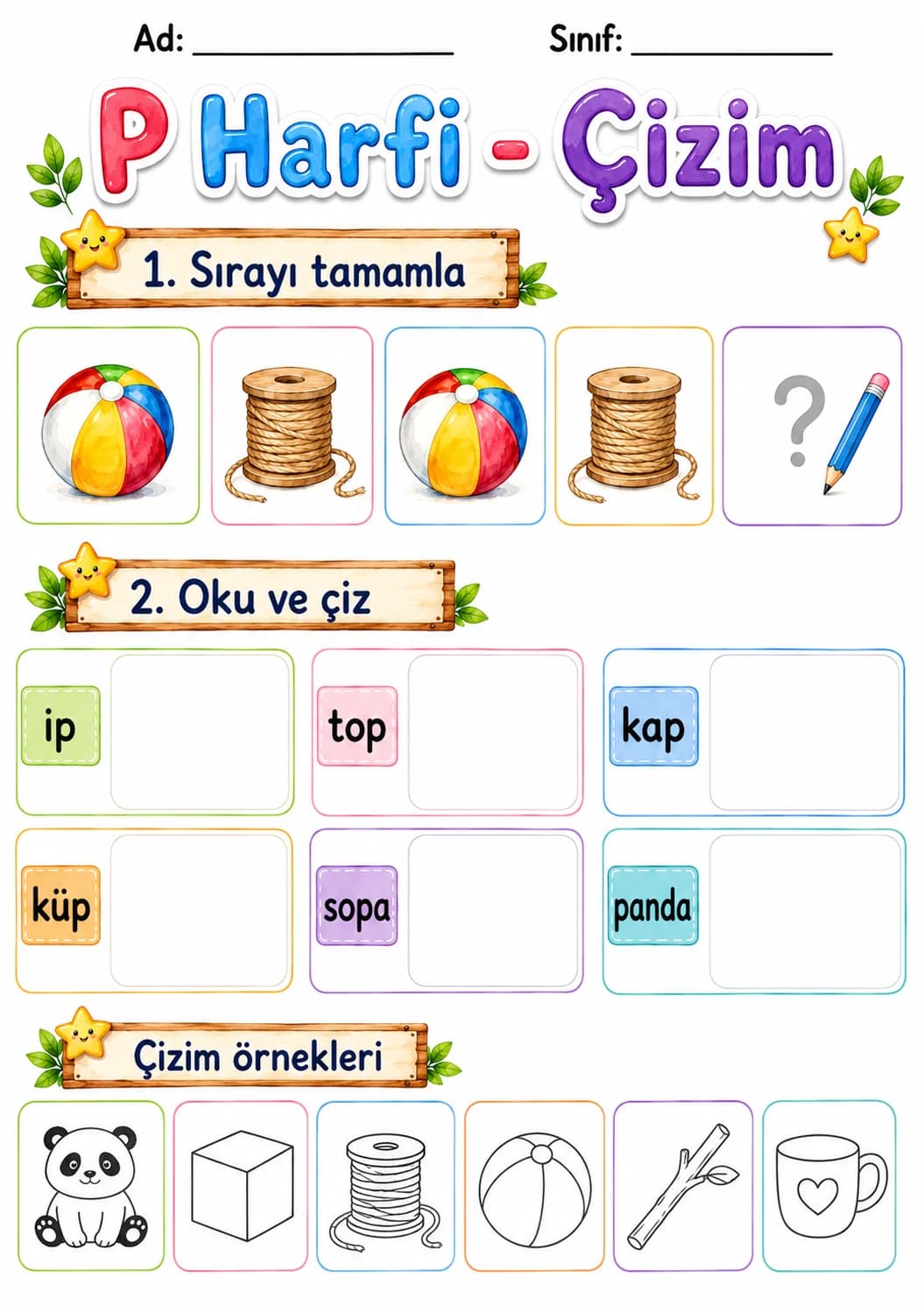 Turkish Letter P Phonics Worksheets Pack page 2 printable worksheet preview