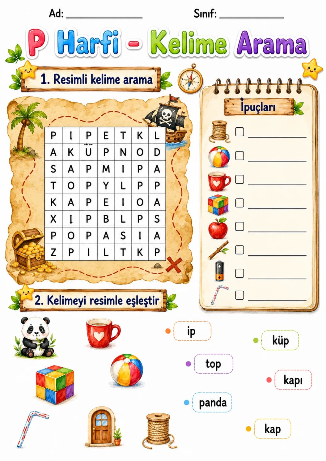 Turkish Letter P Phonics Worksheets Pack page 6 printable worksheet preview