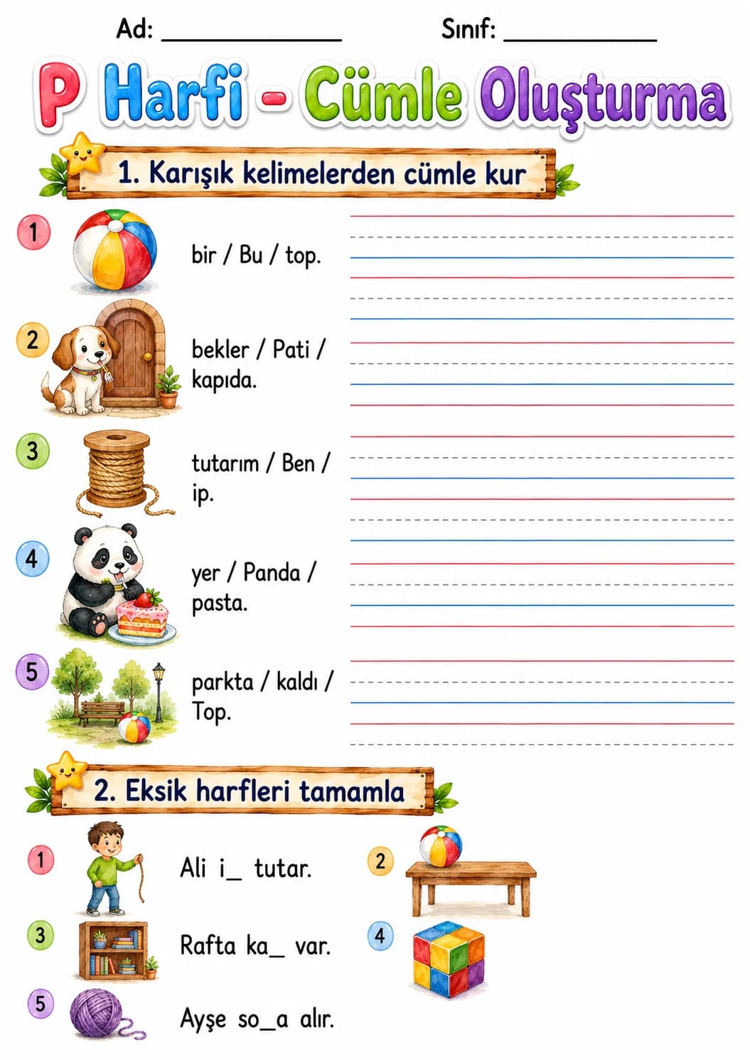 Turkish Letter P Phonics Worksheets Pack page 7 printable worksheet preview