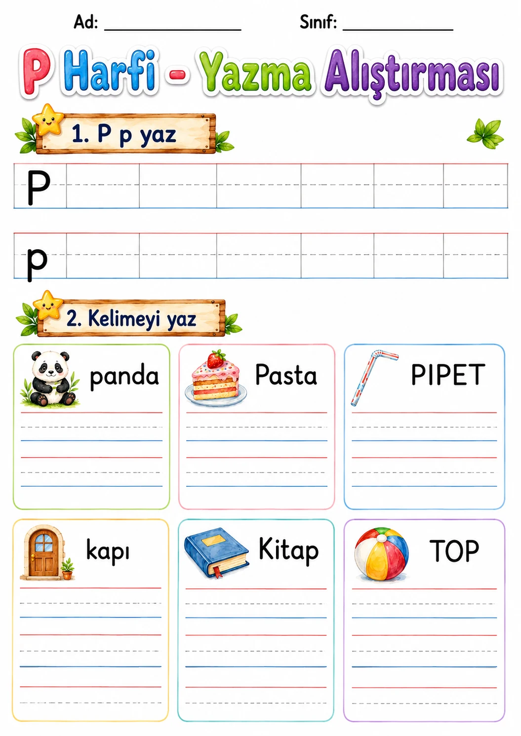 Turkish Letter P Phonics Worksheets Pack page 9 printable worksheet preview