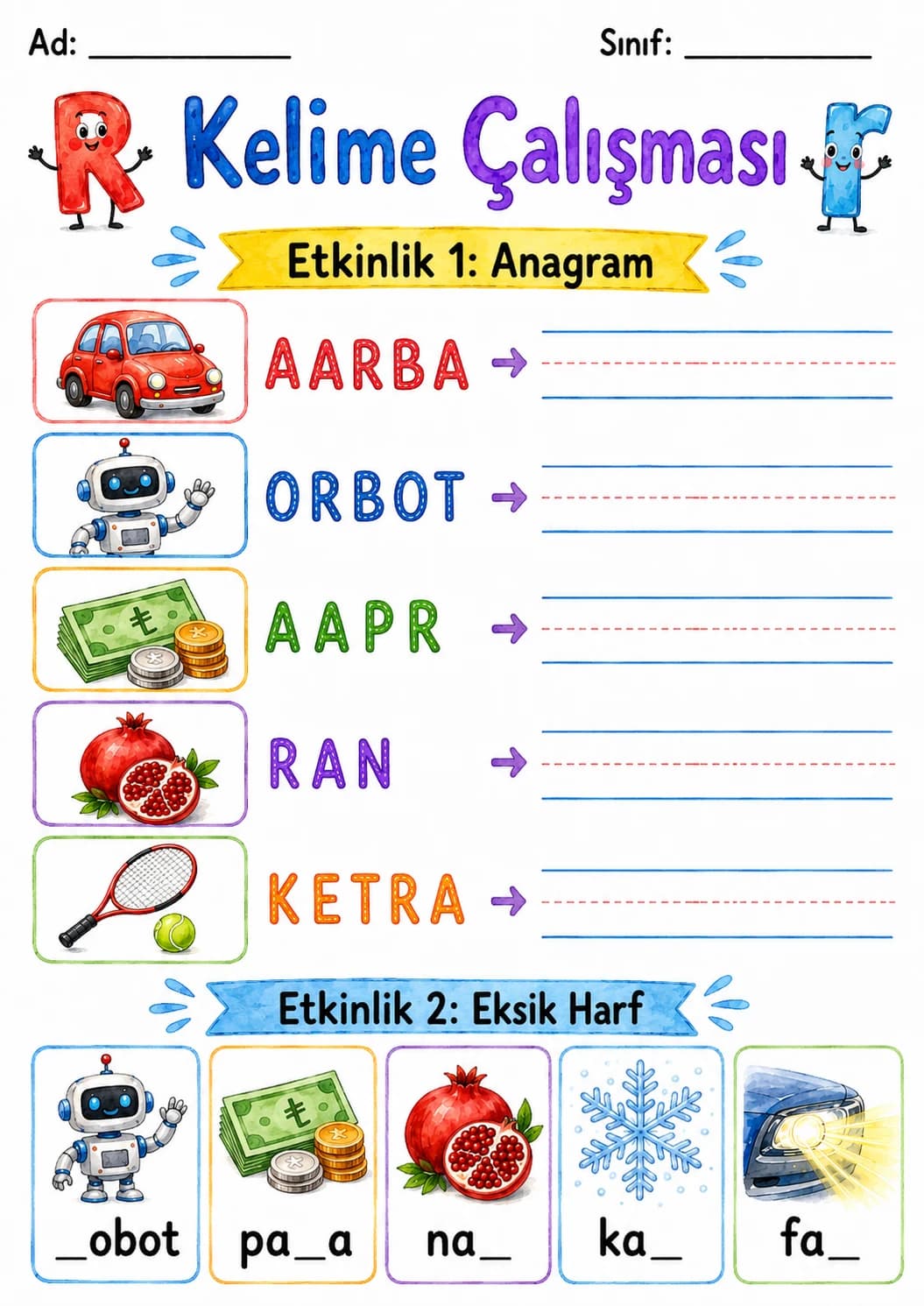 Turkish Letter R Phonics Worksheets Pack page 4 printable worksheet preview