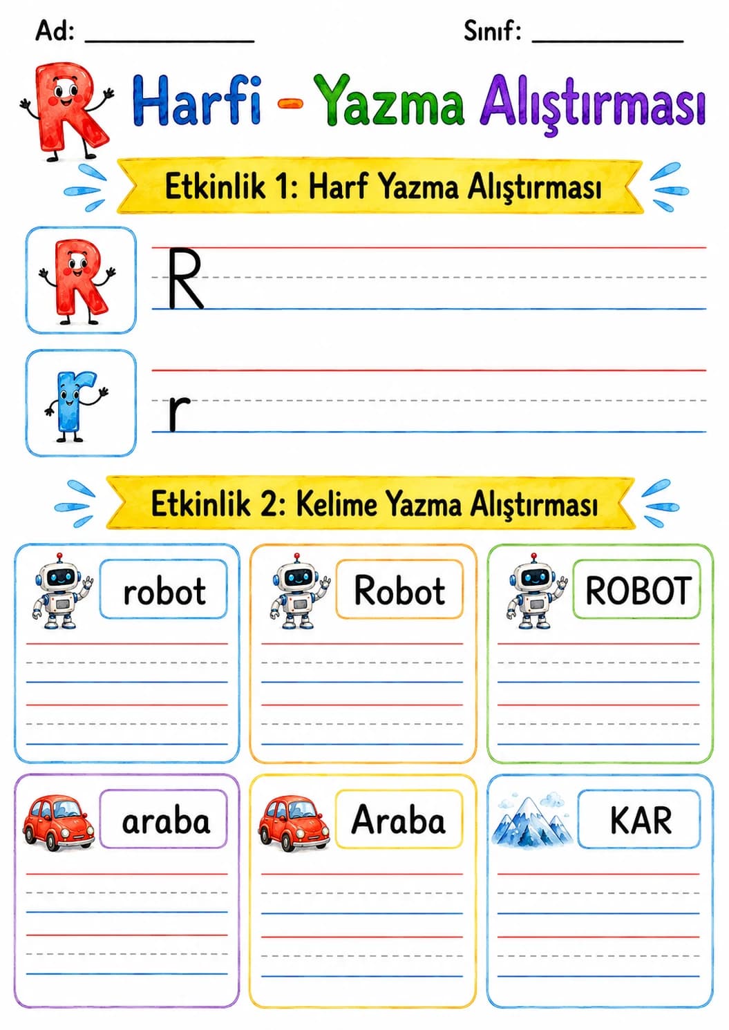 Turkish Letter R Phonics Worksheets Pack page 5 printable worksheet preview