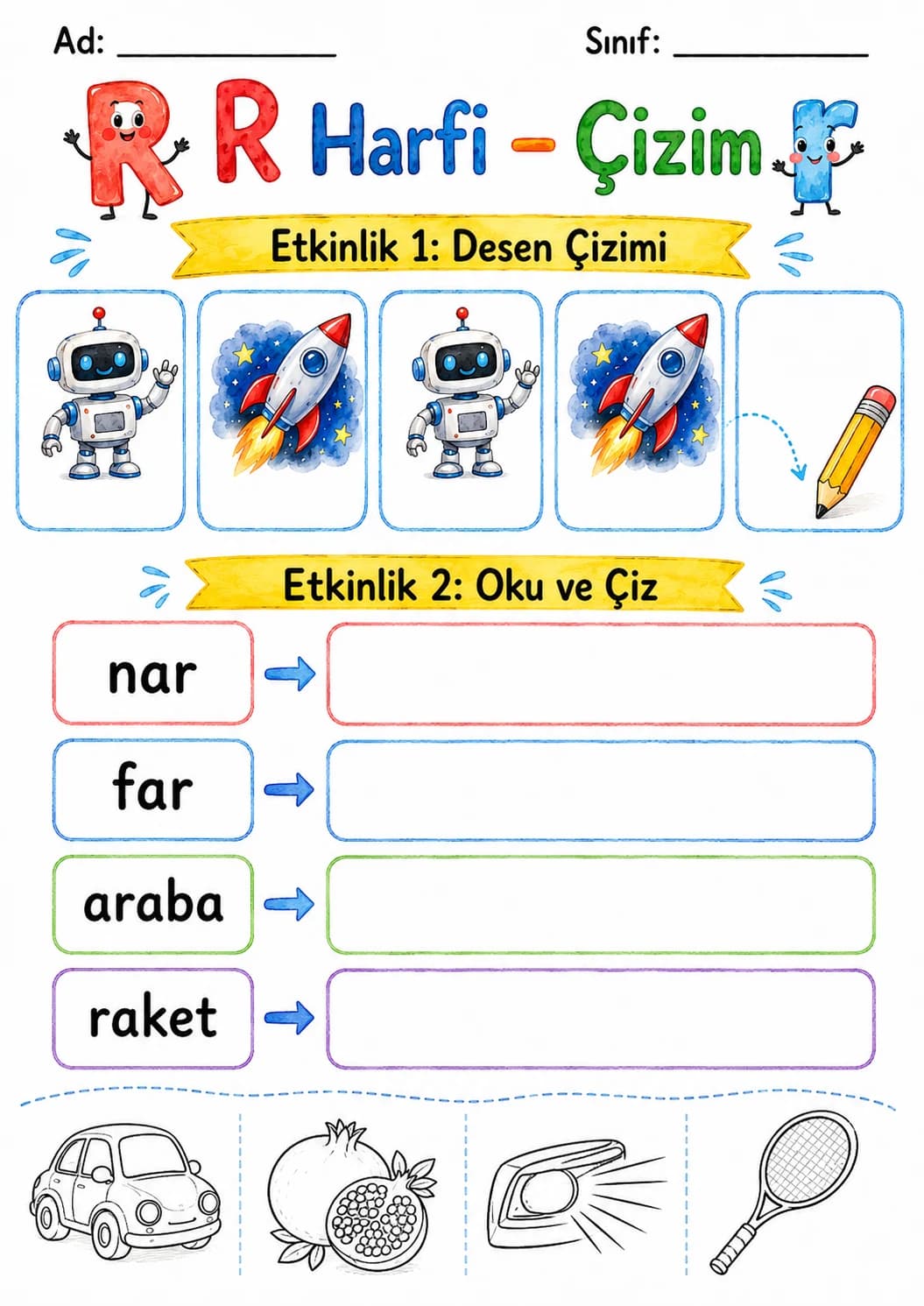 Turkish Letter R Phonics Worksheets Pack page 9 printable worksheet preview
