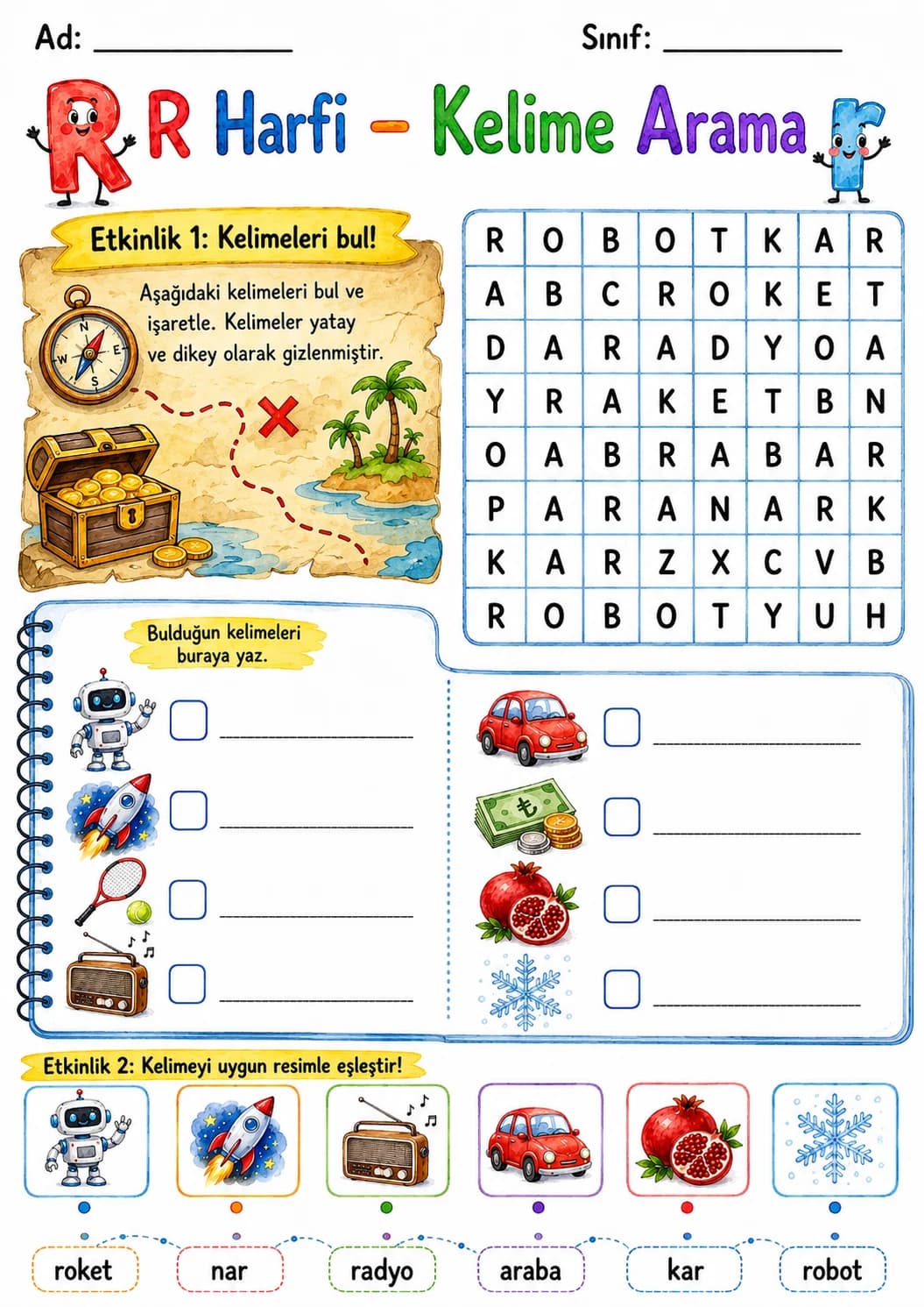 Turkish Letter R Phonics Worksheets Pack page 10 printable worksheet preview