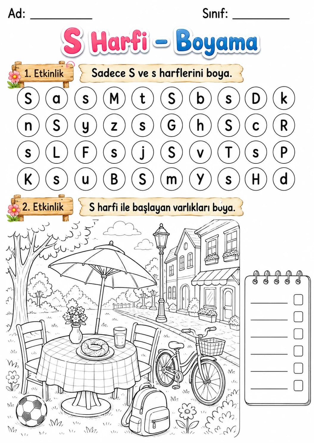 Turkish Letter S Phonics Worksheets Pack page 4 printable worksheet preview