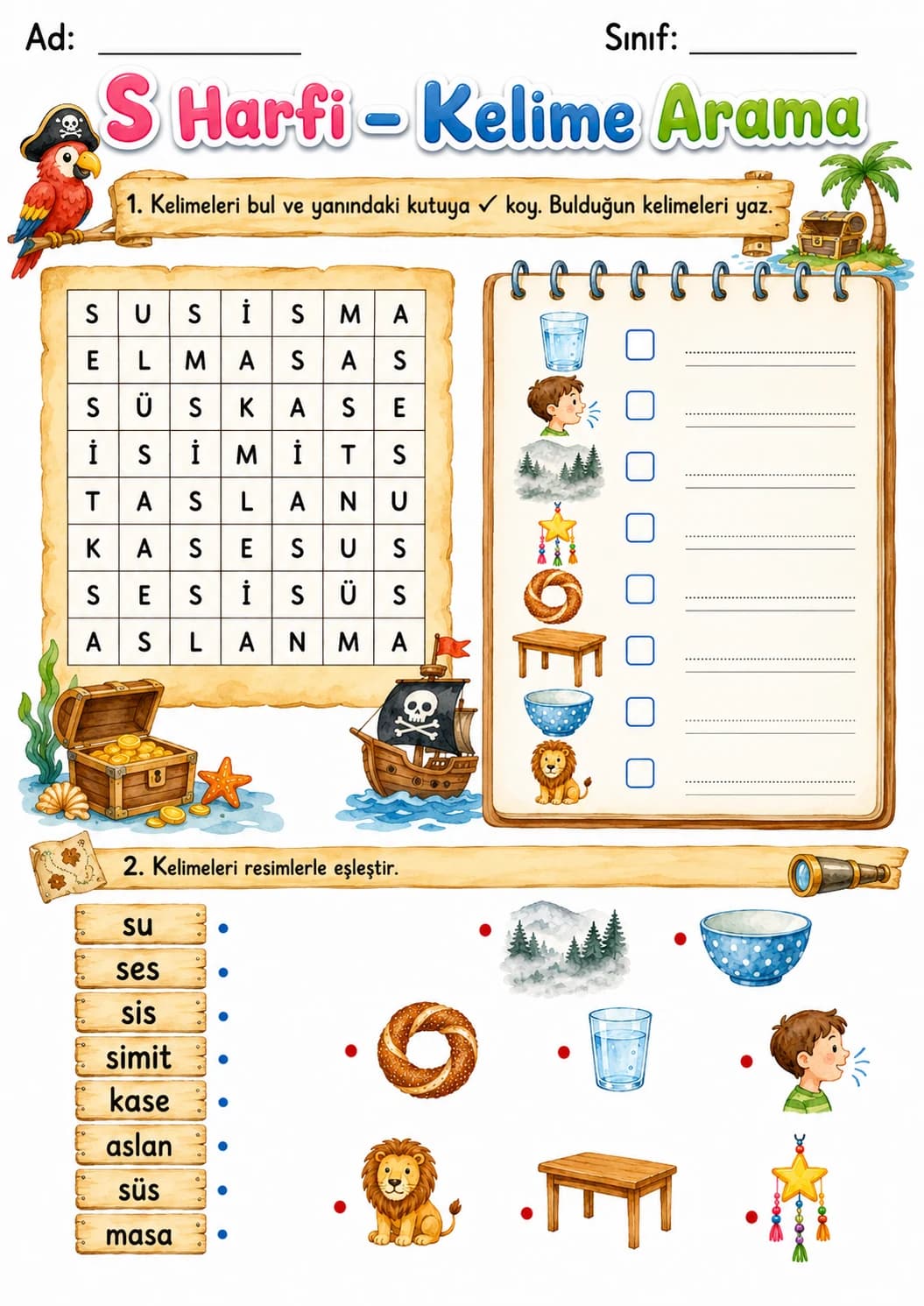 Turkish Letter S Phonics Worksheets Pack page 6 printable worksheet preview