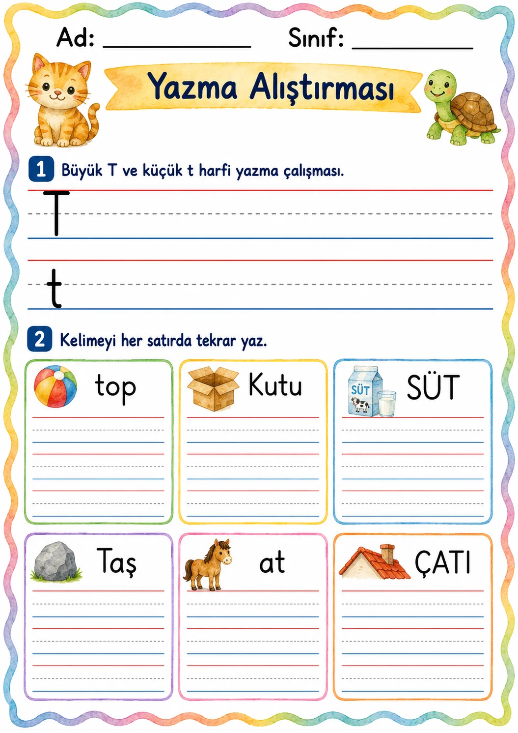 Turkish Letter T Phonics Worksheets Pack page 4 printable worksheet preview