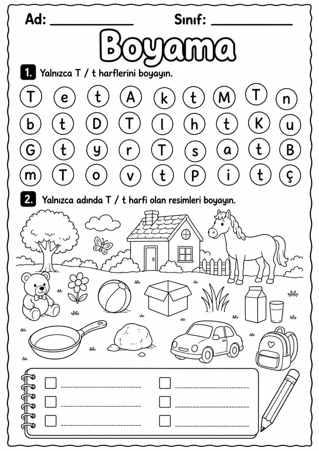 Turkish Letter T Phonics Worksheets Pack page 7 printable worksheet preview