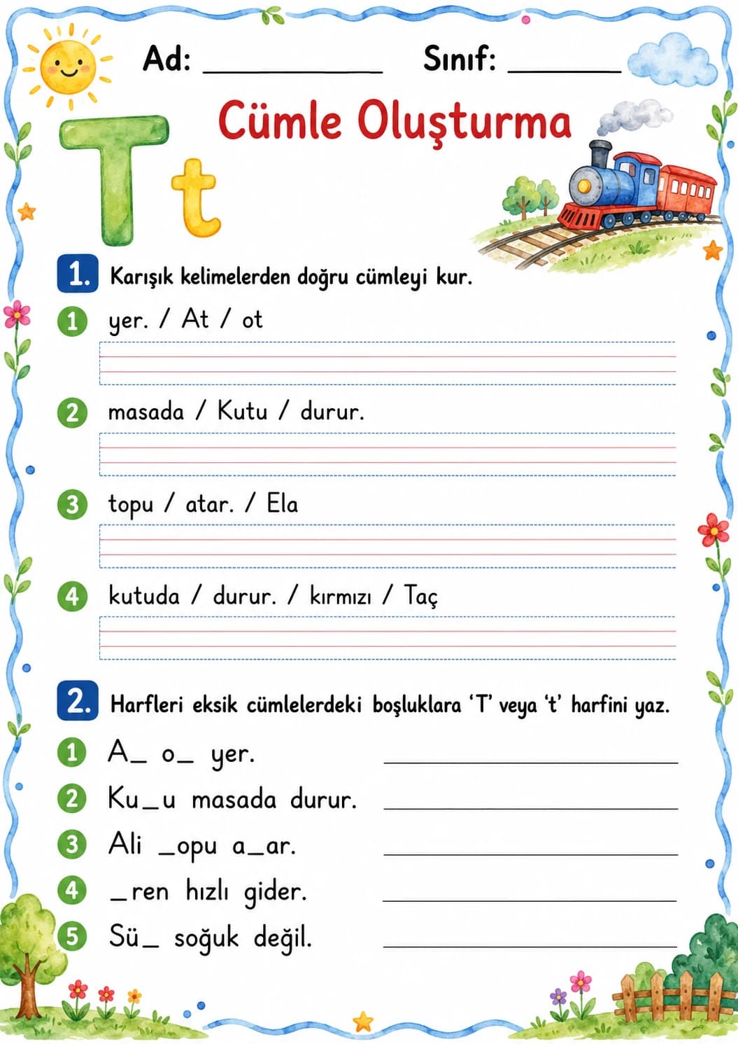 Turkish Letter T Phonics Worksheets Pack page 10 printable worksheet preview