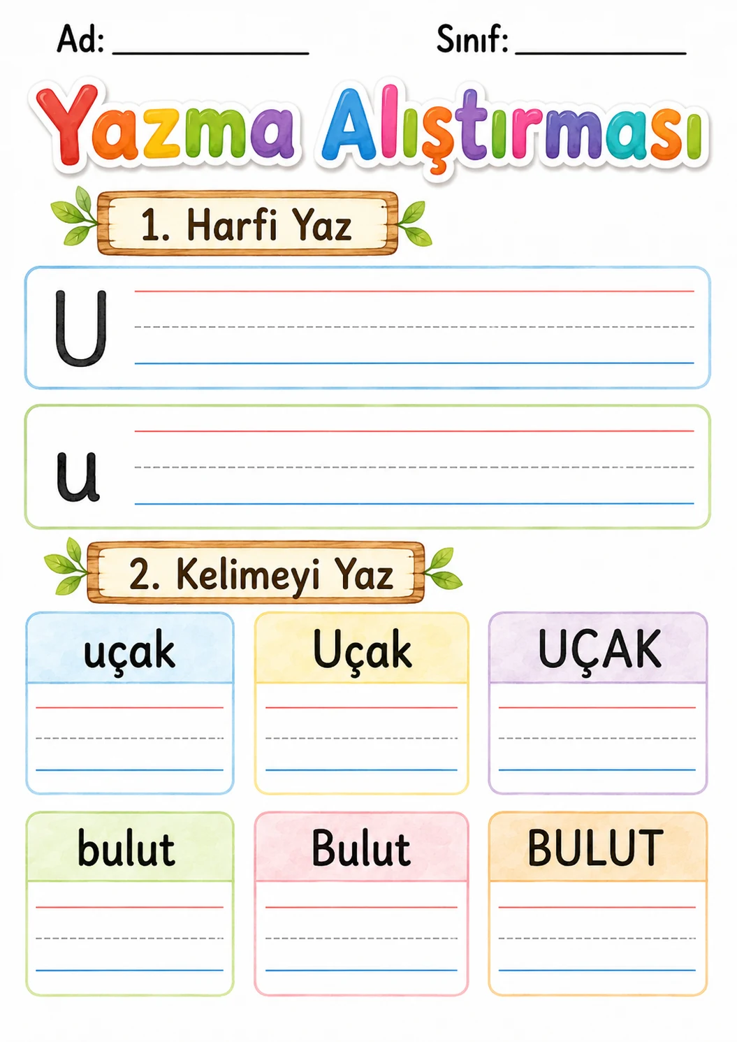 Turkish Letter U Phonics Worksheets Pack page 4 printable worksheet preview