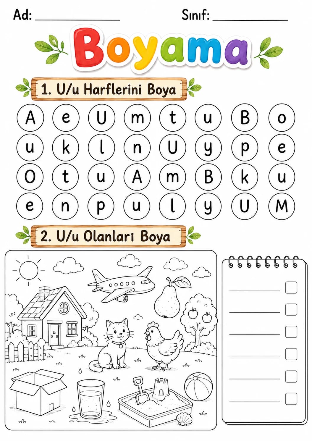 Turkish Letter U Phonics Worksheets Pack page 7 printable worksheet preview