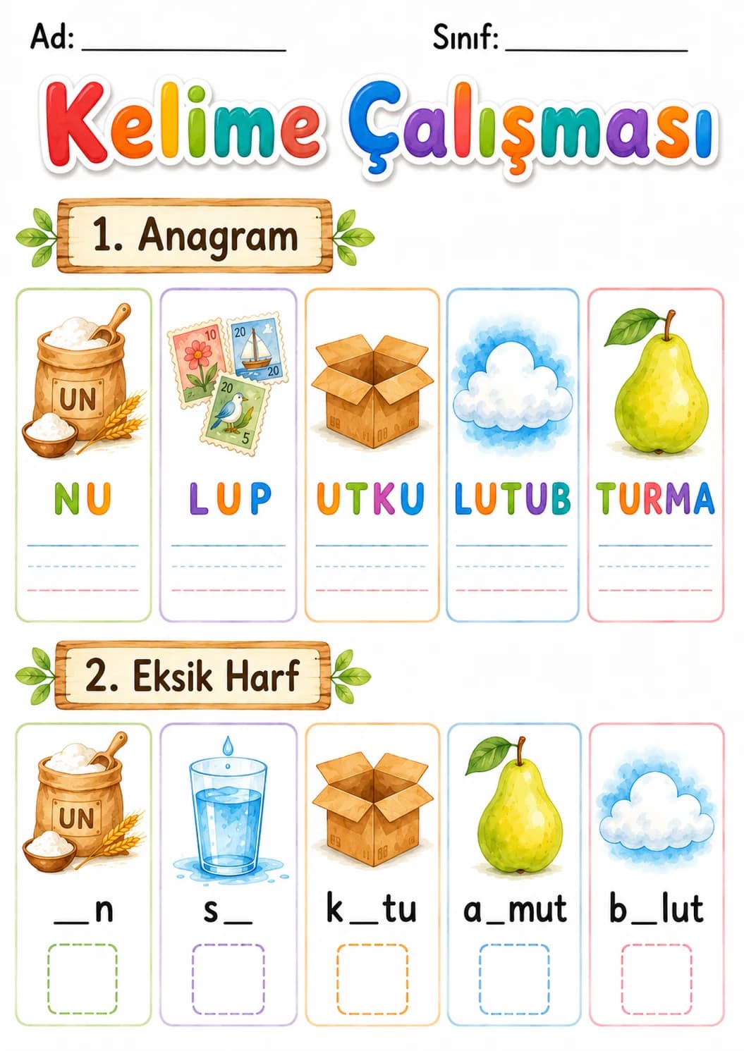 Turkish Letter U Phonics Worksheets Pack page 9 printable worksheet preview