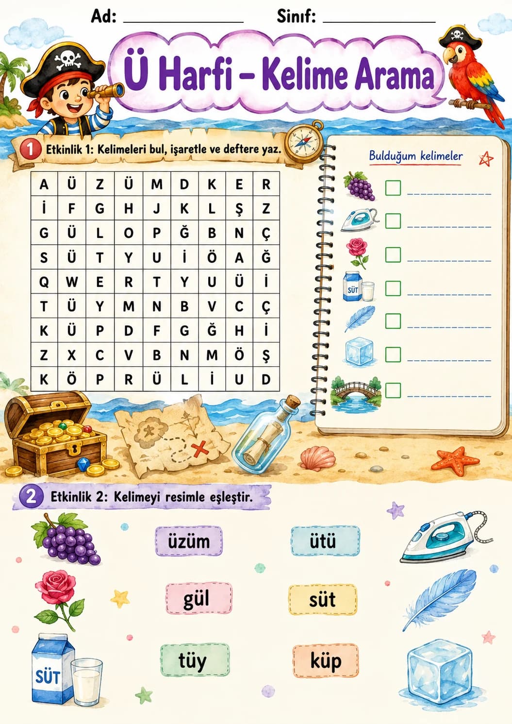 Turkish Letter U Umlaut Phonics Worksheets Pack page 10 printable worksheet preview