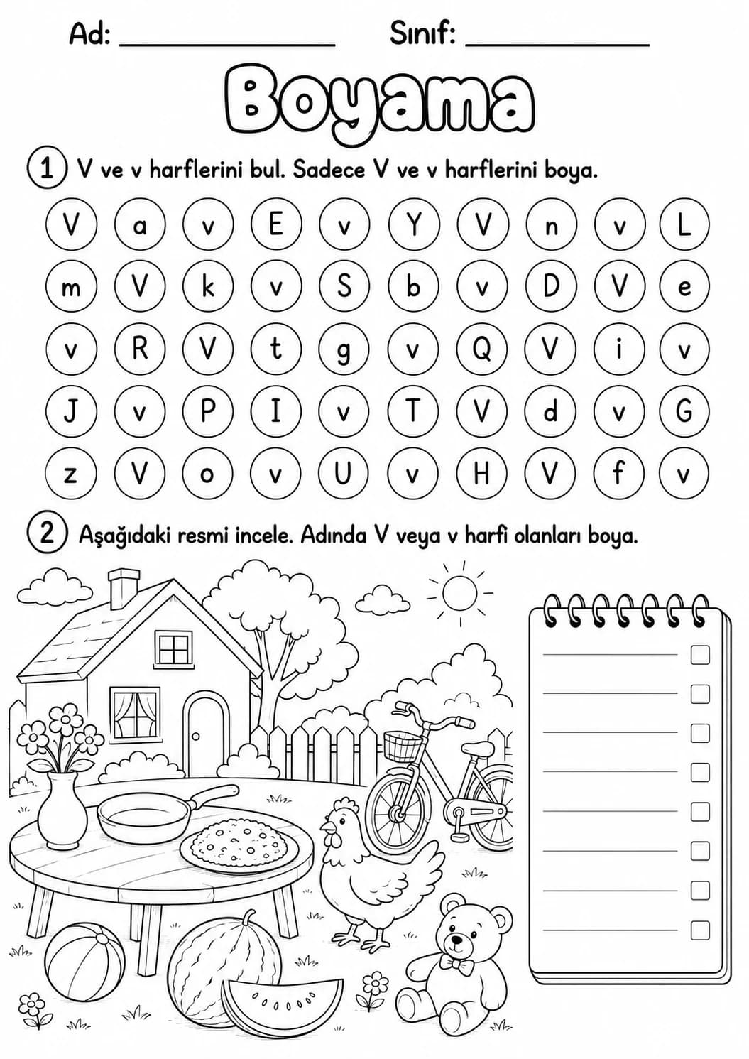 Turkish Letter V Phonics Worksheets Pack page 4 printable worksheet preview