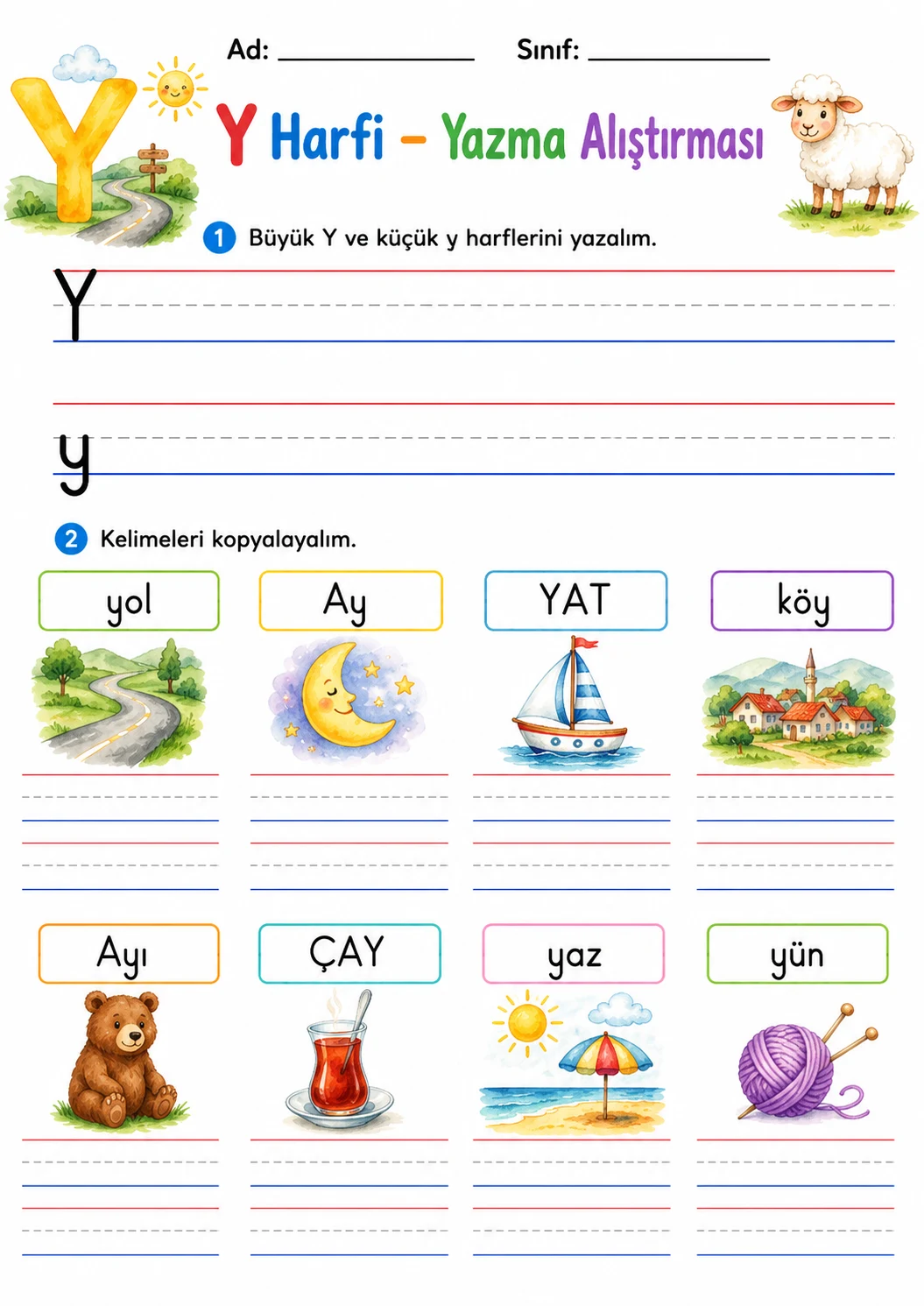 Turkish Letter Y Phonics Worksheets Pack page 3 printable worksheet preview