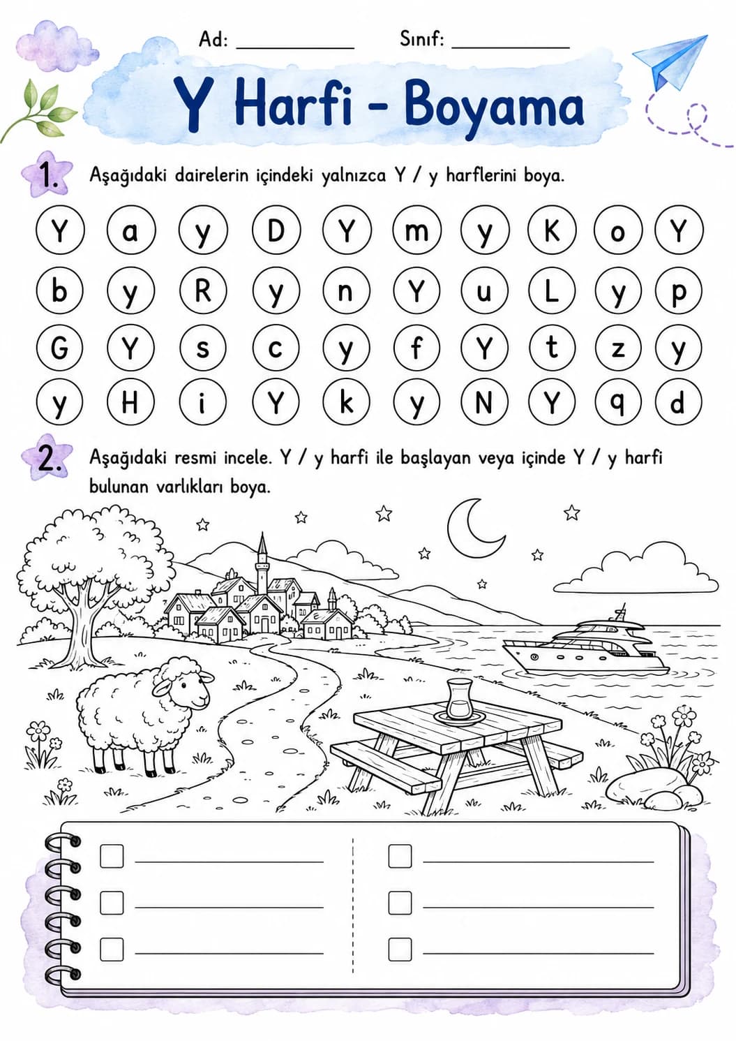 Turkish Letter Y Phonics Worksheets Pack page 7 printable worksheet preview