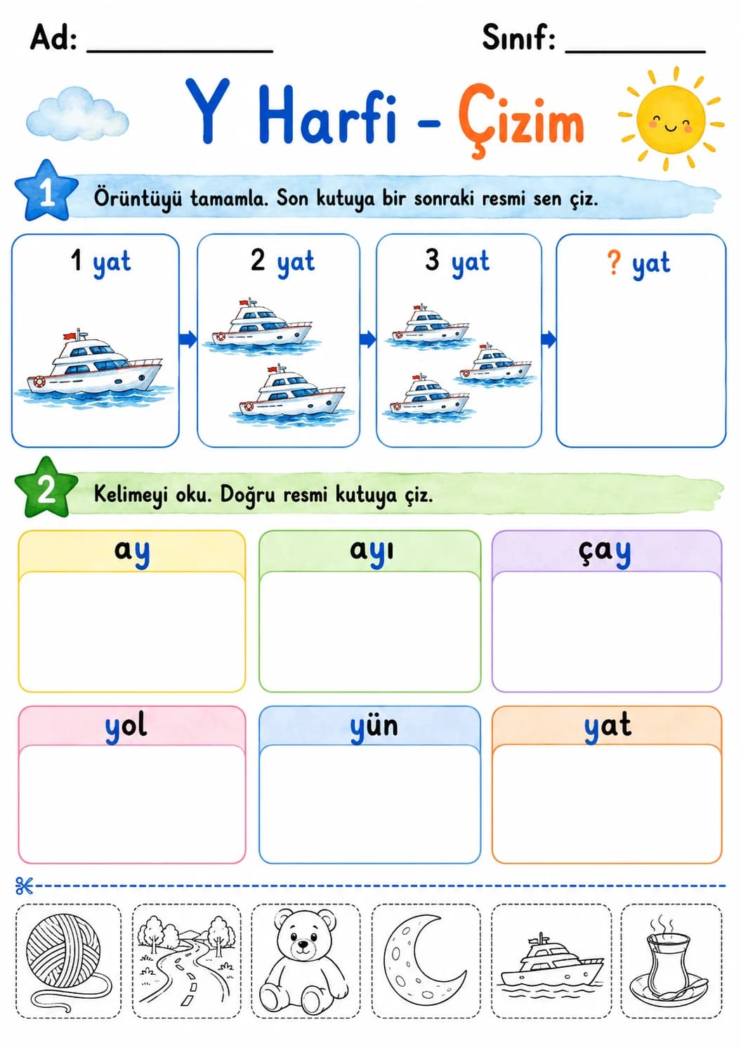 Turkish Letter Y Phonics Worksheets Pack page 9 printable worksheet preview