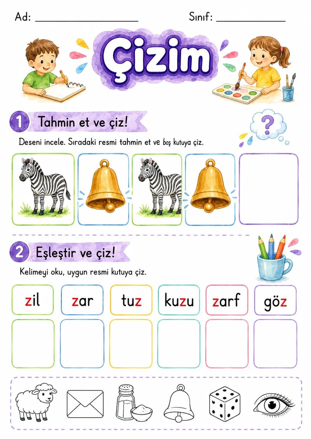 Turkish Letter Z Phonics Worksheets Pack page 5 printable worksheet preview