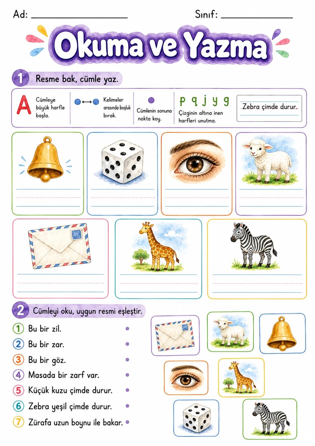 Turkish Letter Z Phonics Worksheets Pack page 6 printable worksheet preview