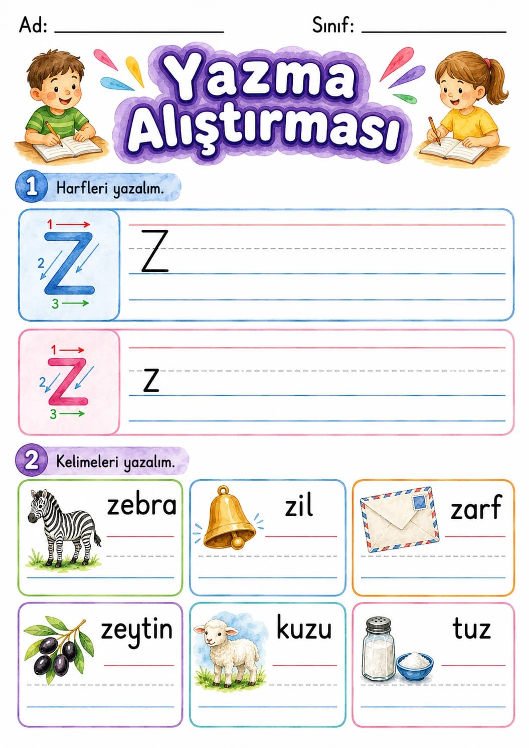 Turkish Letter Z Phonics Worksheets Pack page 9 printable worksheet preview