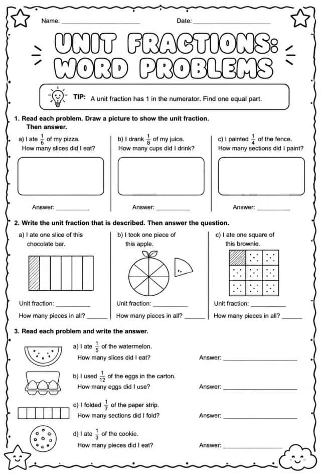 Unit fractions: word problems